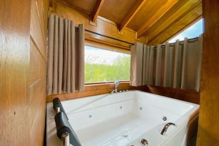 کلبه چوبی شیشه ای با جکوزی رو به جنگل - بابلکنار