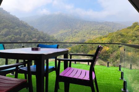 کلبه با حوضچه آبگرم در جنگل نور