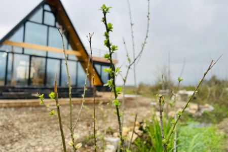 کلبه سوئیسی با تراس رو به شالیزار در شاندرمن