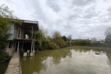 کلبه با استخر پرورش‌ماهی در کوچکده لاهیجان