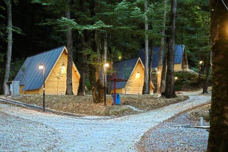 کلبه چوبی در مجموعه جنگلی در رویان