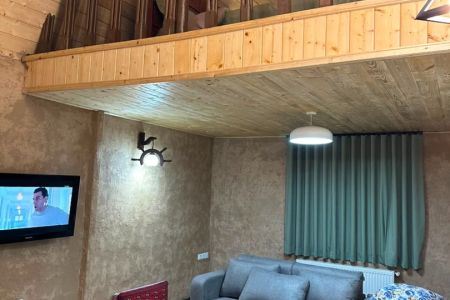 کلبه گنبدی کنار درختان پالونیا در بالاشیرود